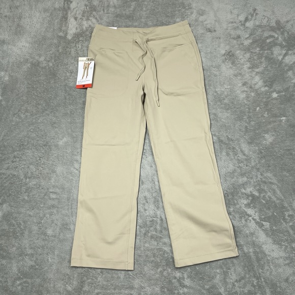 Mondetta Women's M High-Rise Capri with Drawcord Beige Recycled d1096 - Picture 5 of 6